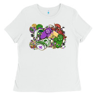 White gamer mardi gras game controller Ladies Tee - MaliasSmallBusiness