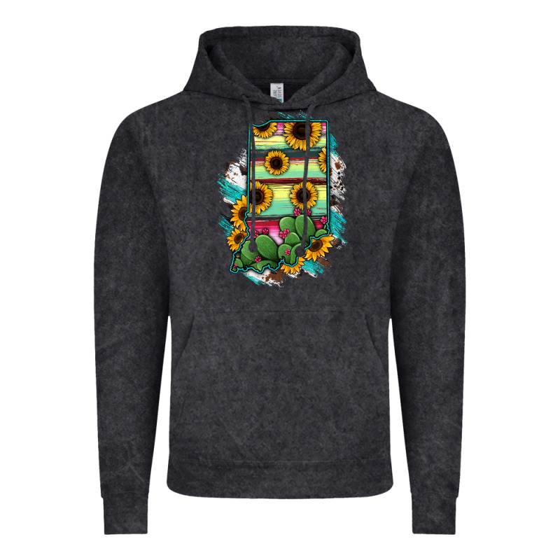 Indiana Map Sunflower Cactus Serape Vintage Hoodie by RanaPortraitStore | Teevron