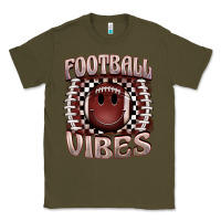 Army Green football vibes smiley face Classic Tee - BarkalooDesign
