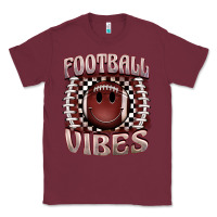 Burgundy football vibes smiley face Classic Tee - BarkalooDesign