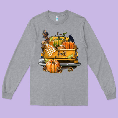 Fall Truck Long Sleeve Tee Designed By Texasbilliewilder