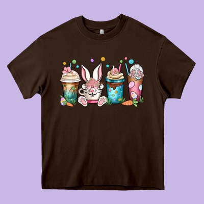 Easter Coffee Cups Heavy Core Tee Designed By Maliassmallbusiness