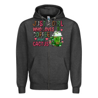 Charcoal Heather Just A Girl Who Loves Coffee And Cactus Frappe Zipper Hoodie - FaDigitalArtStudio