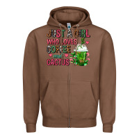 Chestnut Just A Girl Who Loves Coffee And Cactus Frappe Zipper Hoodie - FaDigitalArtStudio