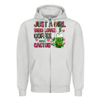 Dove Grey Just A Girl Who Loves Coffee And Cactus Frappe Zipper Hoodie - FaDigitalArtStudio
