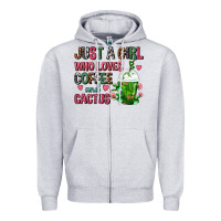 Heather Grey Just A Girl Who Loves Coffee And Cactus Frappe Zipper Hoodie - FaDigitalArtStudio