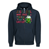 Navy Just A Girl Who Loves Coffee And Cactus Frappe Zipper Hoodie - FaDigitalArtStudio