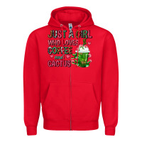 Red Just A Girl Who Loves Coffee And Cactus Frappe Zipper Hoodie - FaDigitalArtStudio
