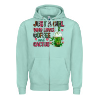 Seafoam Just A Girl Who Loves Coffee And Cactus Frappe Zipper Hoodie - FaDigitalArtStudio