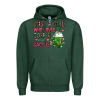 Sports Green Just A Girl Who Loves Coffee And Cactus Frappe Zipper Hoodie - FaDigitalArtStudio