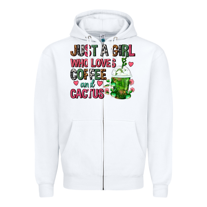 Just A Girl Who Loves Coffee And Cactus Frappe Zipper Hoodie by FaDigitalArtStudio | Teevron