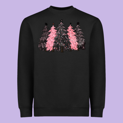 Pink Christmas Trees Heavyweight Sweatshirt Designed By Cowgirlartshop