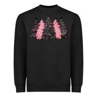 Black pink christmas trees Heavyweight Sweatshirt - CowGirlArtShop