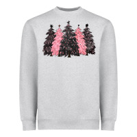 Heather Grey pink christmas trees Heavyweight Sweatshirt - CowGirlArtShop
