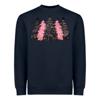 Navy pink christmas trees Heavyweight Sweatshirt - CowGirlArtShop