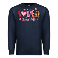 Navy loved john 3 16 Premium Sweatshirt - LillyAllenDesigns