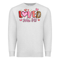 Oatmeal Heather loved john 3 16 Premium Sweatshirt - LillyAllenDesigns