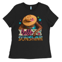 Black hello sunshine Ladies Tee - NancyCooperArtShop