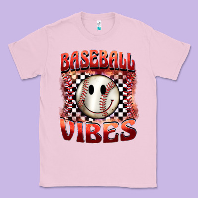 Baseball Vibes Smiley Face Classic Tee Designed By Barkaloodesign