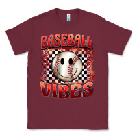 Burgundy baseball vibes smiley face Classic Tee - BarkalooDesign