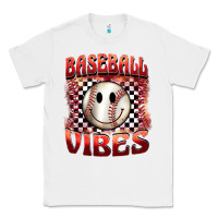 White baseball vibes smiley face Classic Tee - BarkalooDesign
