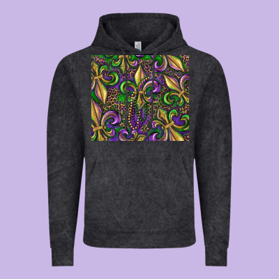 Mardi Gras Fleur De Lis Vintage Hoodie Designed By Ranaportraitstore