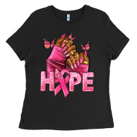Black Hope Breast Cancer nails Ladies Tee - NancyCooperArtShop