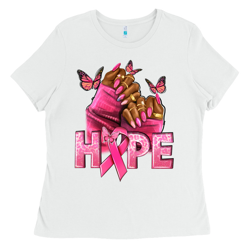 Hope Breast Cancer Nails Ladies Tee by NancyCooperArtShop | Teevron