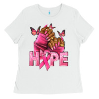 White Hope Breast Cancer nails Ladies Tee - NancyCooperArtShop