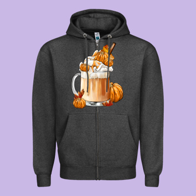 Fall Coffee Zipper Hoodie Designed By Fadigitalartstudio