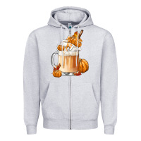 Heather Grey Fall Coffee Zipper Hoodie - FaDigitalArtStudio