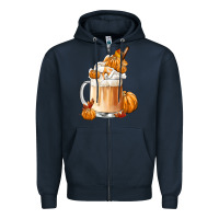 Navy Fall Coffee Zipper Hoodie - FaDigitalArtStudio
