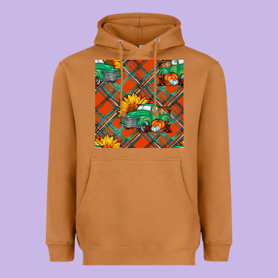 Fall Truck Seamless Pattern Heavyweight Hoodie Designed By Bundleandbundleshop