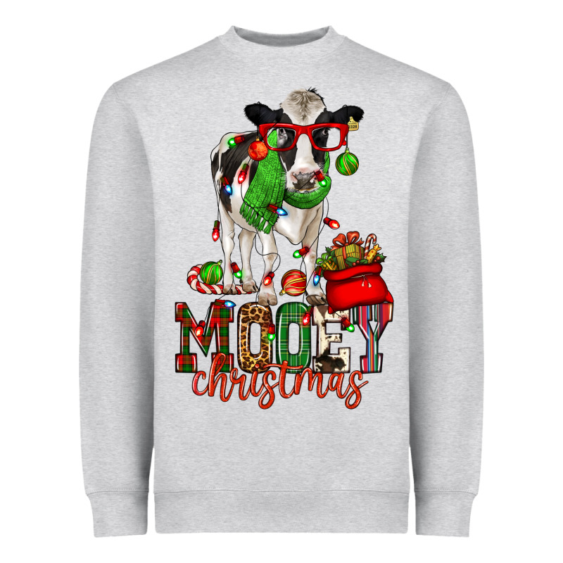 Mooey Christmas Holstein Cow Heavyweight Sweatshirt by CowGirlArtShop | Teevron