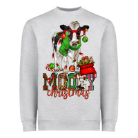 Heather Grey mooey christmas holstein cow Heavyweight Sweatshirt - CowGirlArtShop