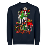 Navy mooey christmas holstein cow Heavyweight Sweatshirt - CowGirlArtShop
