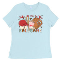 Baby Blue take me out to the ballgame Ladies Tee - MaliasSmallBusiness
