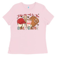 Bubblegum Pink take me out to the ballgame Ladies Tee - MaliasSmallBusiness