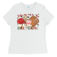 White take me out to the ballgame Ladies Tee - MaliasSmallBusiness