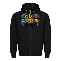 Black Color outside the lines Zipper Hoodie - FaDigitalArtStudio