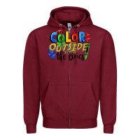 Burgundy Color outside the lines Zipper Hoodie - FaDigitalArtStudio