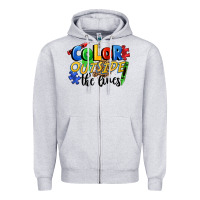 Heather Grey Color outside the lines Zipper Hoodie - FaDigitalArtStudio