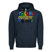 Navy Color outside the lines Zipper Hoodie - FaDigitalArtStudio