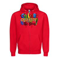 Red Color outside the lines Zipper Hoodie - FaDigitalArtStudio