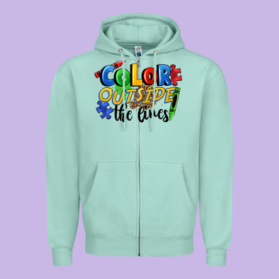 Color Outside The Lines Zipper Hoodie Designed By Fadigitalartstudio