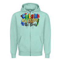 Seafoam Color outside the lines Zipper Hoodie - FaDigitalArtStudio