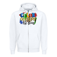 White Color outside the lines Zipper Hoodie - FaDigitalArtStudio