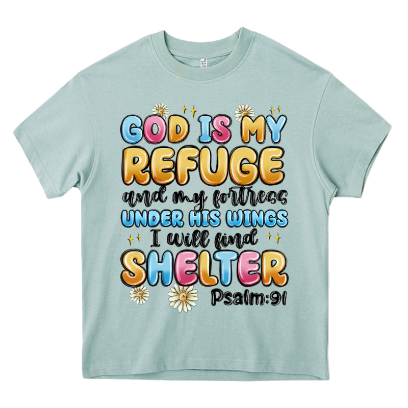 God Is My Refuge And My Fortress Under His Wings Heavy Core Tee by MaliasSmallBusiness | Teevron