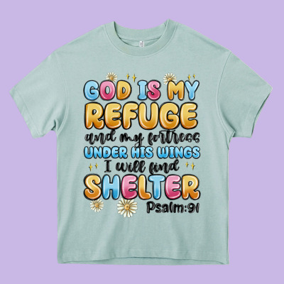 God Is My Refuge And My Fortress Under His Wings Heavy Core Tee Designed By Maliassmallbusiness