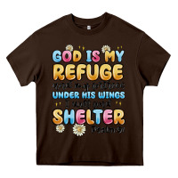 Chocolate Brown god is my refuge and my fortress under his wings Heavy Core Tee - MaliasSmallBusiness
